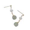 Hetian Green Jade Pearl Earrings14K Gold-plated Earrings with Hetian Jade7*8mm Classic Minimalist Elegant Earrings