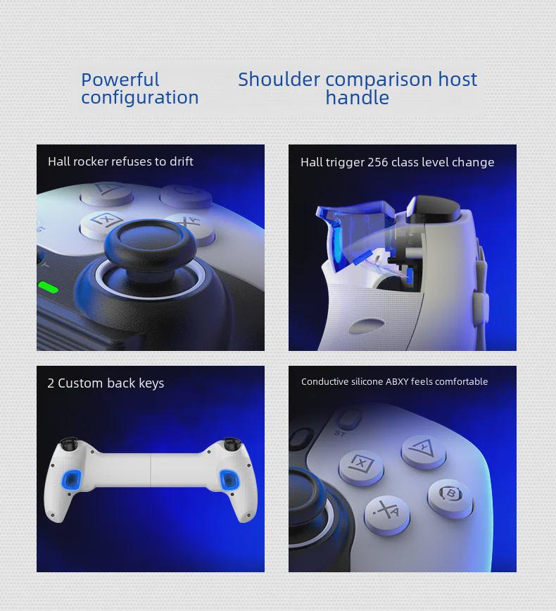 D9 Controlador Inalámbrico Bluetooth Dual Hall Stretch para Juegos para Móvil, PC, Tableta, Switch, PS3 y PS4