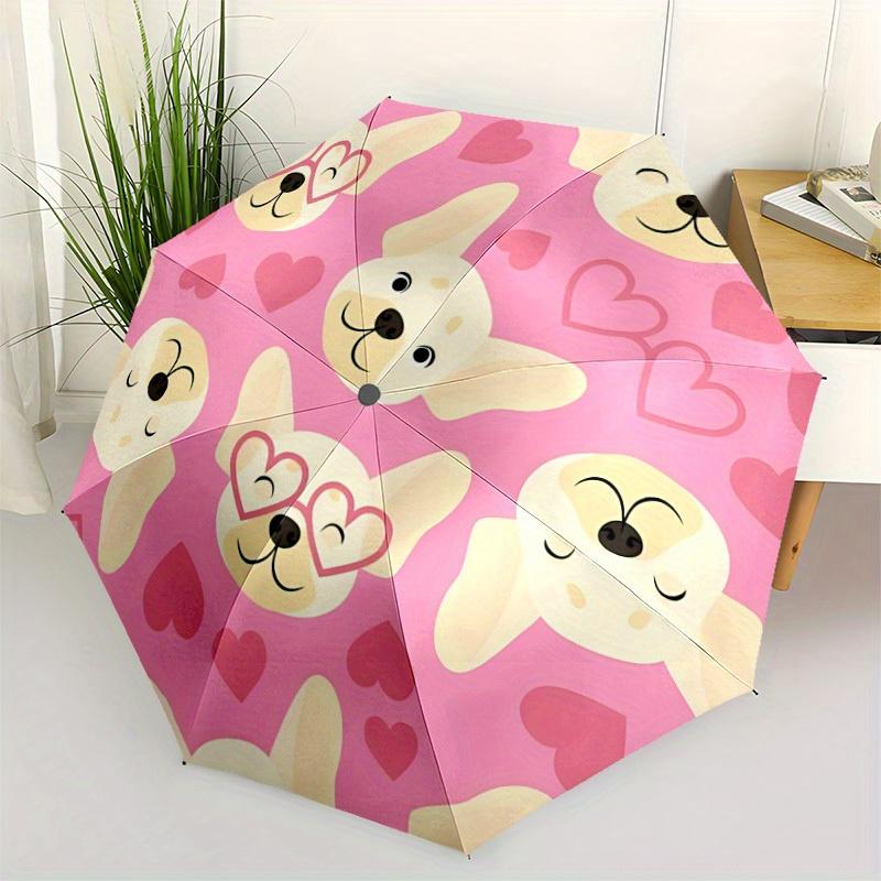 1pc Cute Dog Pattern Automatic Folding Umbrella, Portable & Foldable Design with 8 Ribs, Casual Outdoor Accessory yy250805076