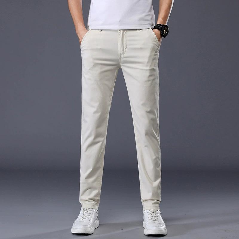 Pantaloni Casual Estivi Sottili a Colore Unito Classici da Uomo Moda Business Cotone Elasticizzato Slim Pantaloni di Marca Maschili