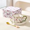 Premium Flower Coffee Cup And Saucer Set, High-End Exquisite Afternoon Tea Cup Gift Box, Wedding Gift Souvenir