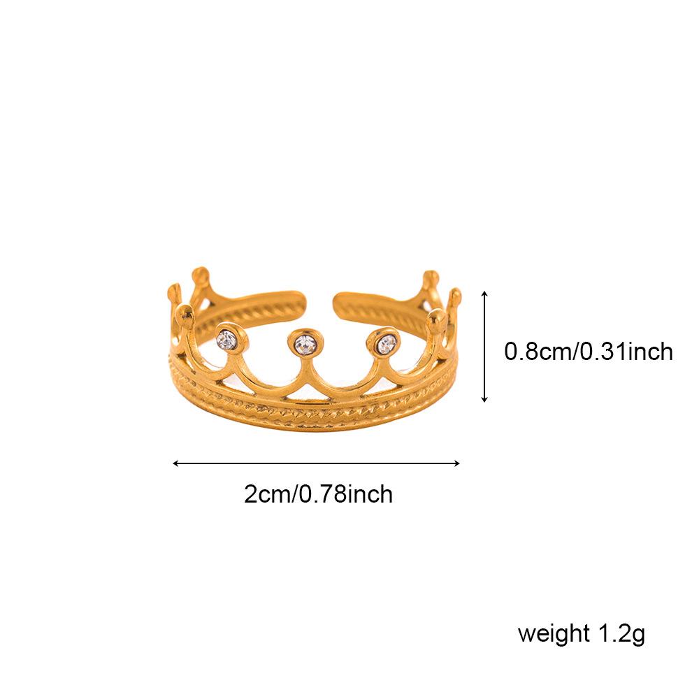 

Stainless Steel Gold Color Clear Zircon Ring for Women Evil Eye Crown Moon Sun Fatima s Hand Finger Rings Luxury Zircon Gift Open