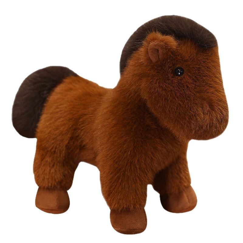 

23/35cm Simulation Cute Horse Plush Doll Brown White Long Hair Animal Horse Plush Toy Home Decoration Birthday Gift for Boys 35cm коричневий