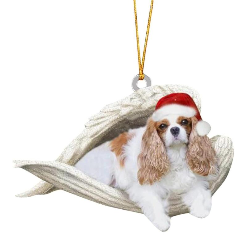 Acrylic Sleep Angel Dog Ornament Christmas Tree Decoration For Vehicle Interiors Festival Tree and Holiday Decoration