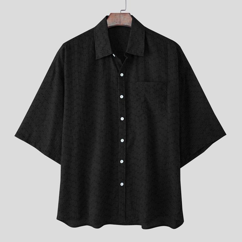 INCERUN Oversized Men Summer Lapel Neck Short Sleeve Buttons Print Casual Loose Shirts