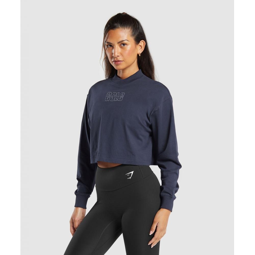 Gymshark Outline Oversized Top Heavy Blue B6a3g Uctn