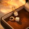 Geometric Square Micro-inlaid Pearl Earrings for Women, Simple, Elegant, Versatile, Niche Design, Fashionable Earrings.