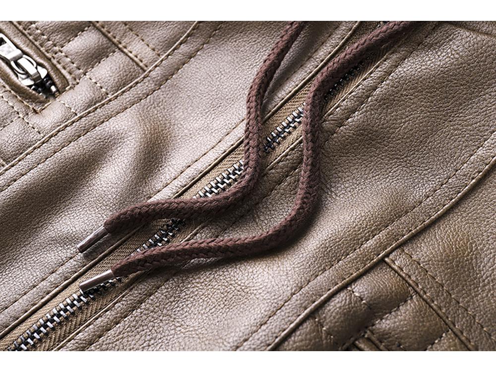 Men's PU Leather Hooded Jacket - European & American Style, Autumn/Winter Motorcycle Design