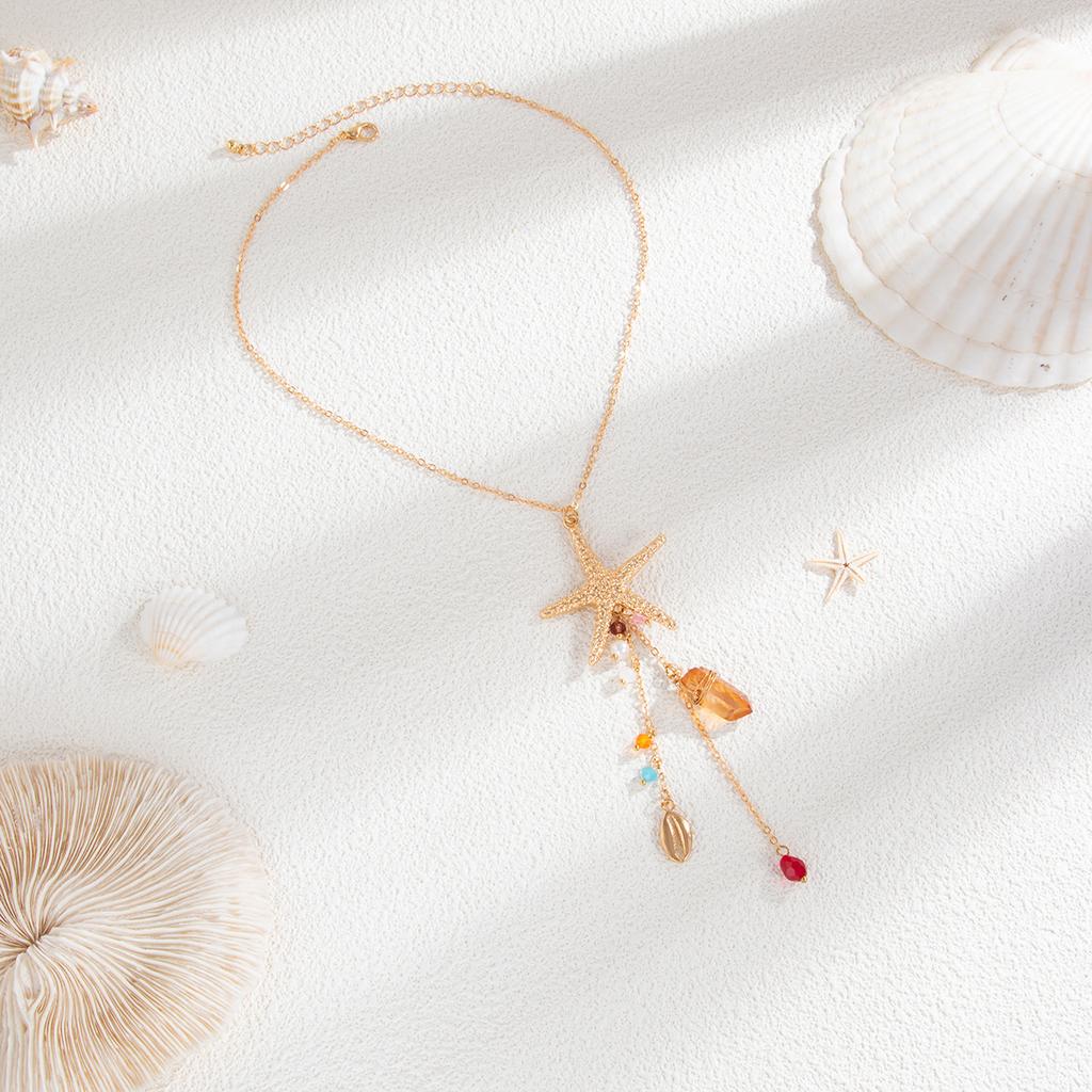 Beach Holiday Style Starfish Shell Necklace Set Women Fashion Sense Tassel Pendant Necklace