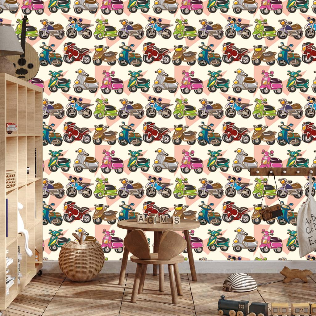 Colorful Scooters Wallpaper for Living Room and Bedroom 50x1000