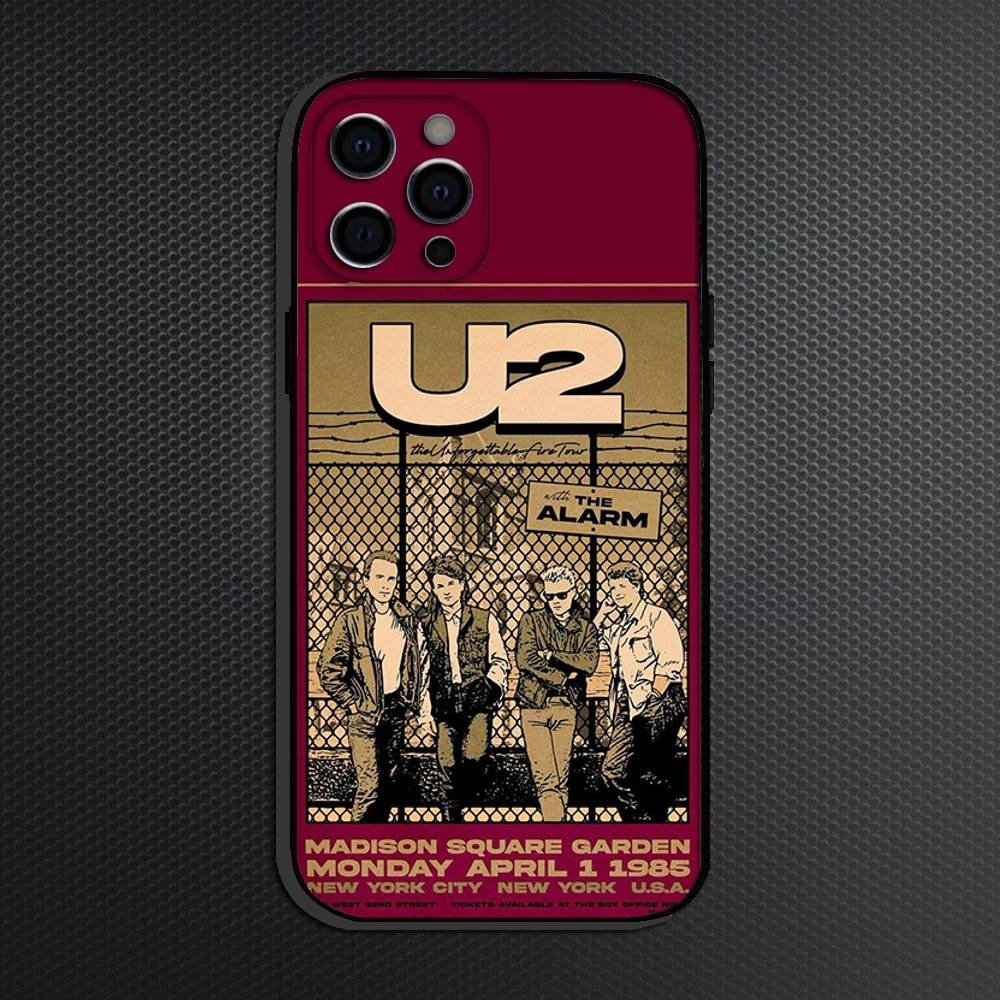 Band U2 Phone Case For iPhone 16,15,14,13,12,11 Plus,Pro Max, Soft Silicone Black Cover