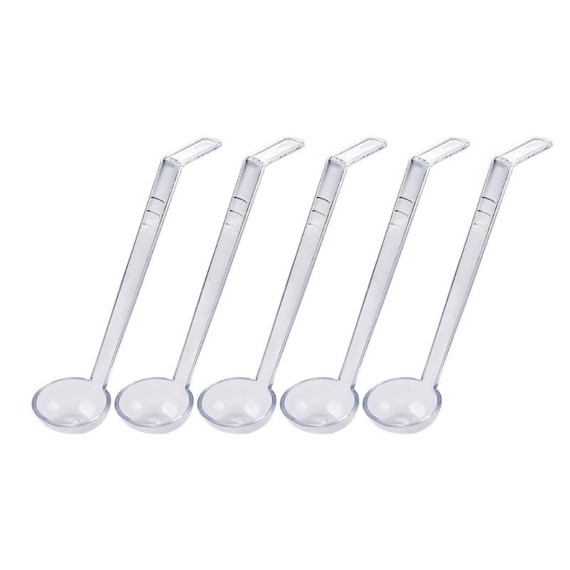 5Pcs Clear Plastic Long Handle Mini Ladles For Sauces Dressings Soup Large Capacity Party Catering Supplies