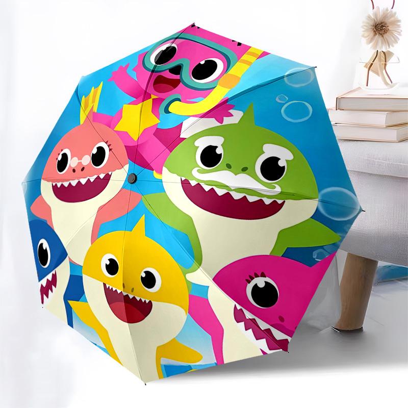Baby Shark, Underwater Adventure Automatic Opening and Closing, 8 rib Structure Portable Umbrella, Suitable for Men and Women in All Seasons