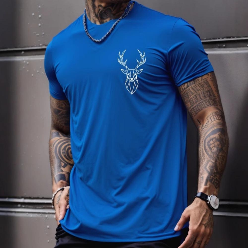 Summer Men's Casual Short Sleeve T-shirt Pattern Print Fashion Loose Comfortable Round Neck Men's Cotton Short Sleeve T-shirt