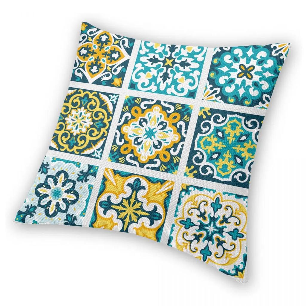 Mexican Tile Pillowcase Printed Polyester Cushion Cover Decoration Talavera Tiles Pillow Case Cover Chair Zippered