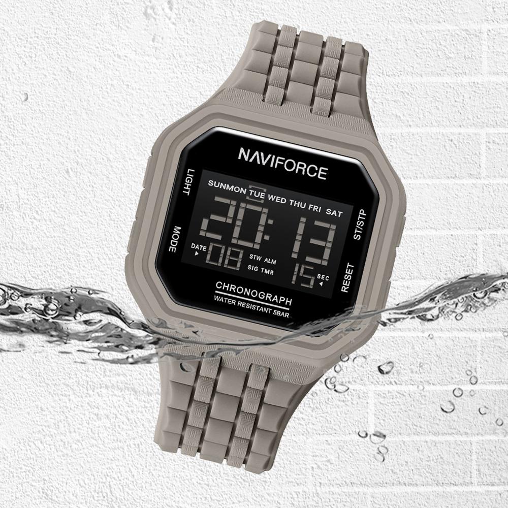 Naviforce LCD Digital Klokke for Menn Silikonreim Alarm Kronograf Dato Kalender Vanntett Utendørs Multifunksjonell Herre Gutt Klokke NF7116