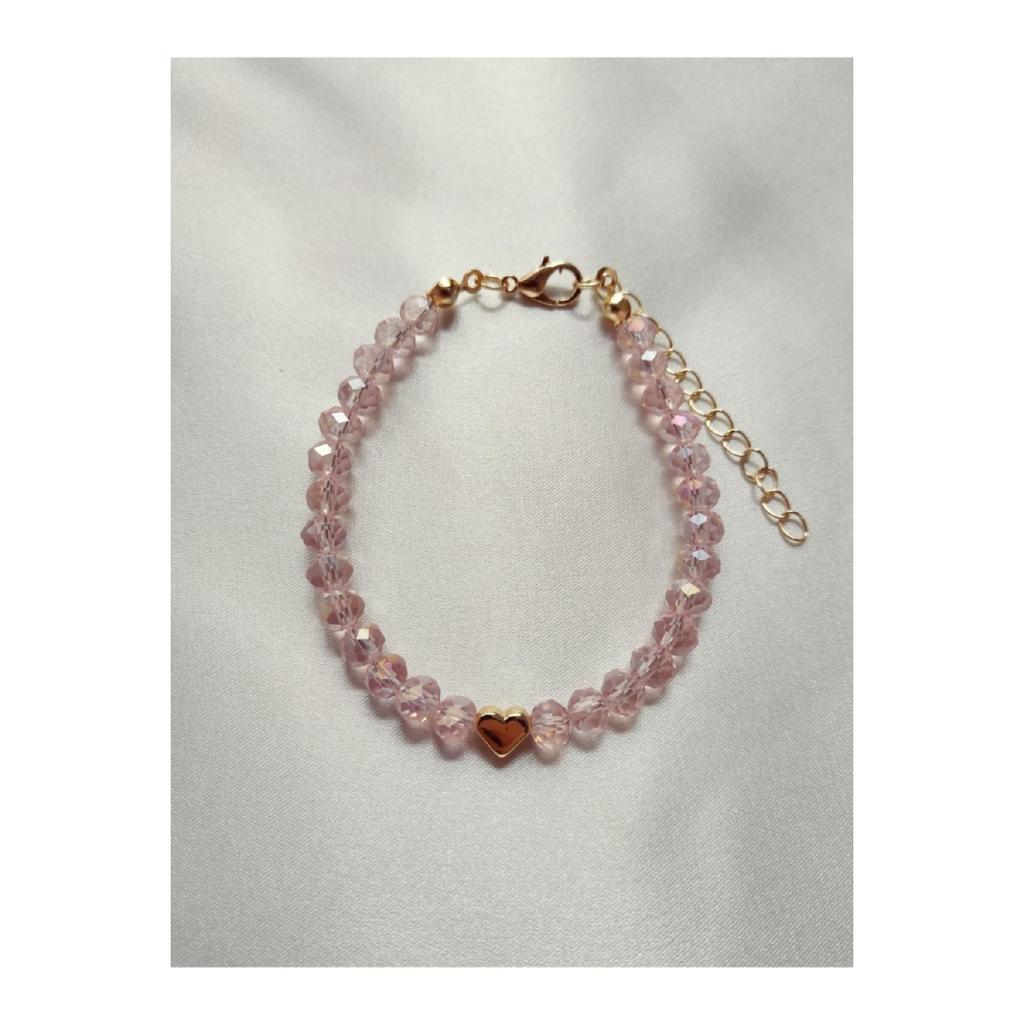 Rosa Armband mit Kristallperlen