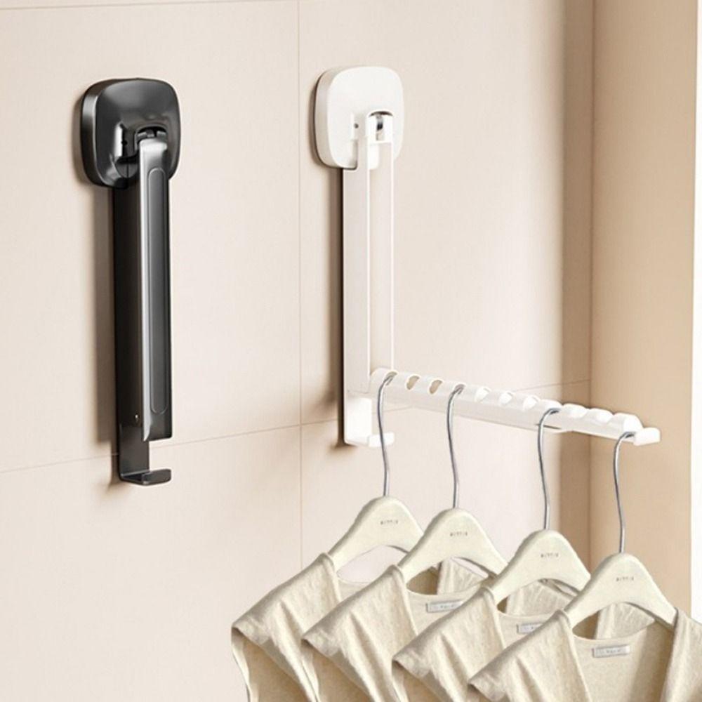 2 Pieces No-drill Installation Suction Cup Clothes Hanger Adjustable Length Laundry Rack  for Home