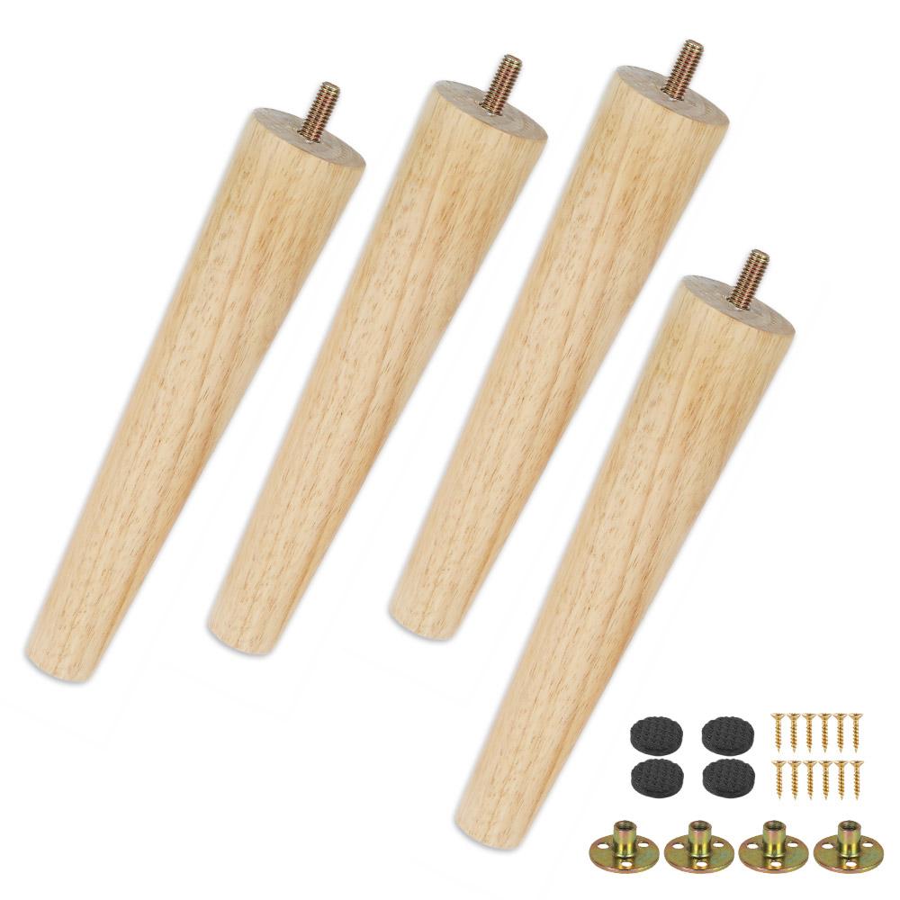 4Pcs Solid Wood Furniture Leg Kit 8/15/20cm Height Furniture Feet Oblique/Straight Table Feet Non-slip Furniture Floor Protector