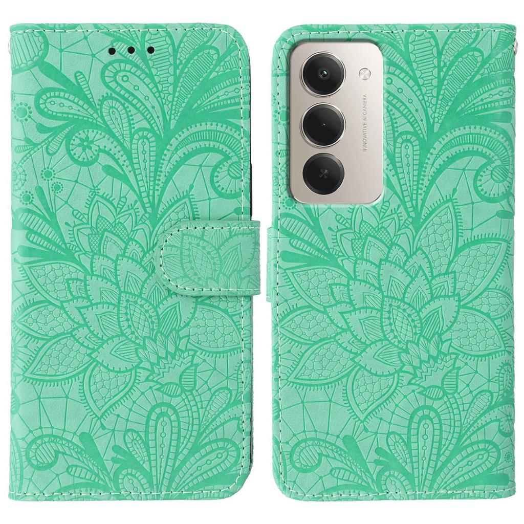 Pro Xiaomi Redmi 15 5G Pouzdro Krajkové Květiny PU Kůže Flip Peněženka Kryt na Telefon