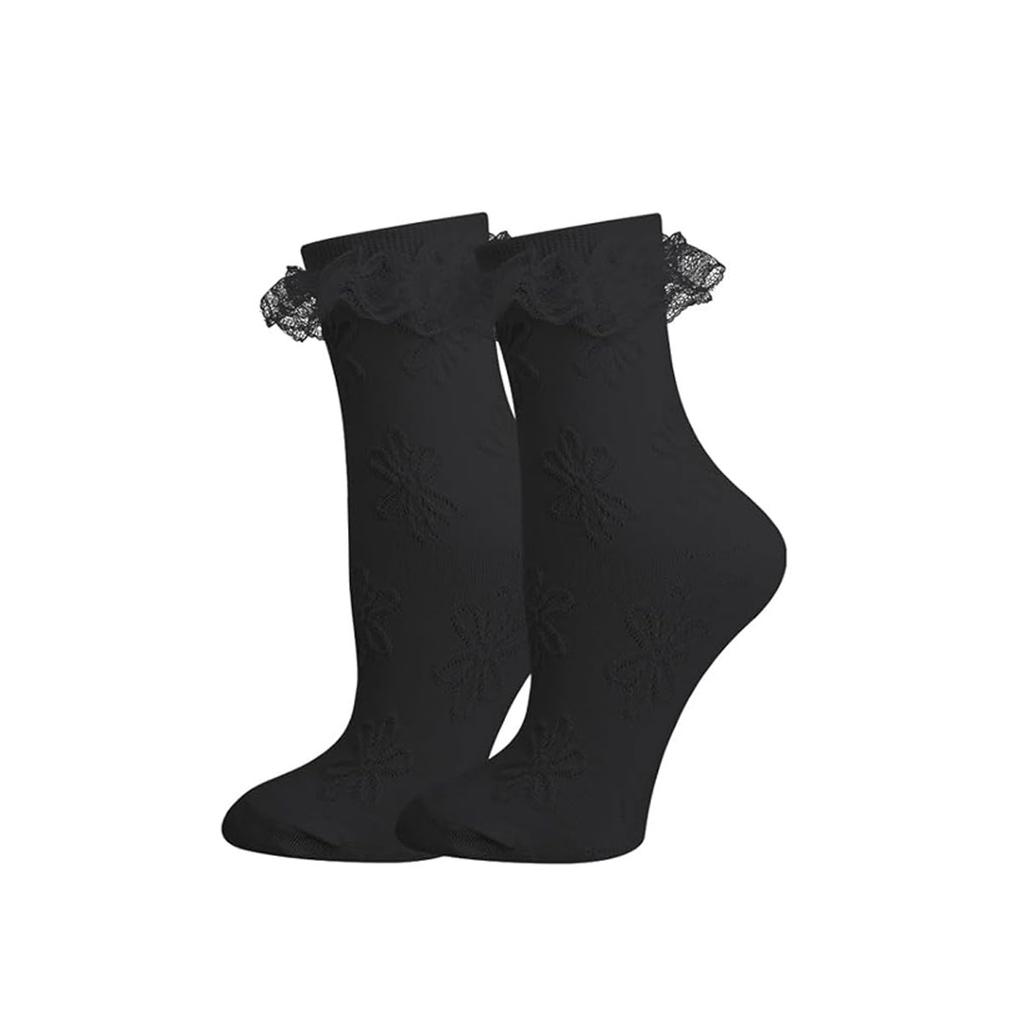1/6 Pairs Lace Ruffle Crew Socks For Women,Cotton Cute Princess Ankle Dress Lace Socks For Women Girls