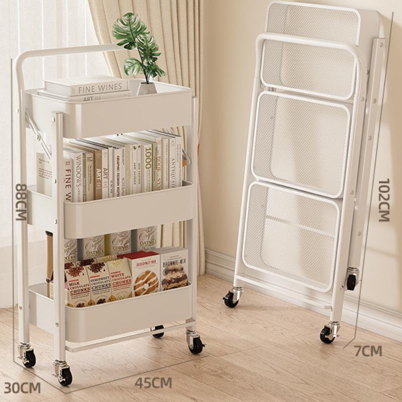 Home Living Room Snack Storage Cart with Iron Frame, Reading Stand by Desk, Backpack Holder KTY