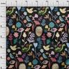 oneOone Cotton Flex Black Fabric Tropical Doodled Animals With Leaves Craft Projects Decor Fabric Printed By The Yard 40 Inch