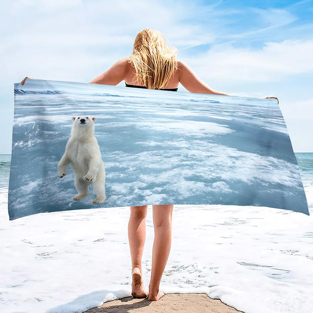 Cute Polar Bear Print Series Seaside Vacation Beach Towel Swimming Bath Towel Sports Towel