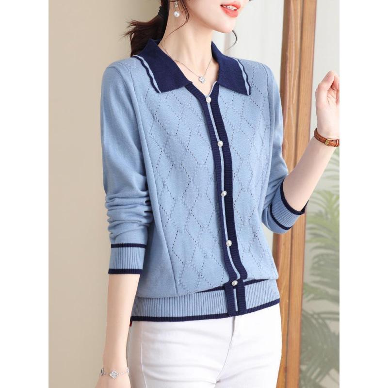 

DAFIFY Женская мода повседневная осень-зима однотонный принт длинный рукав поло воротник свитера One Size синий