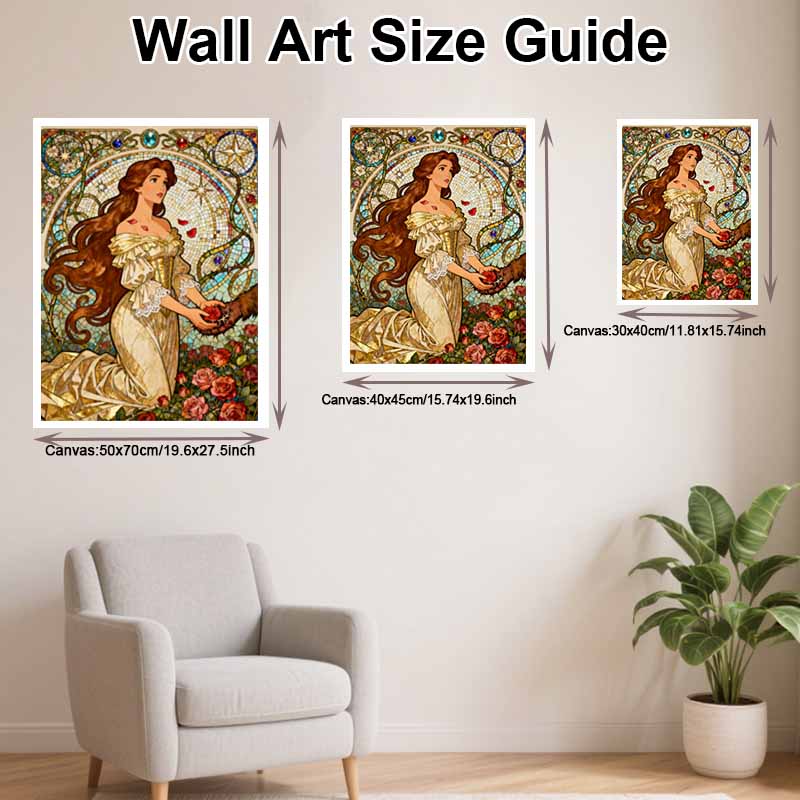 Disney 5d diamond painting, Beauty and the Beast diamond art painting diy handmade sticker gift, home decoration painting