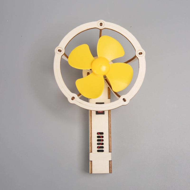 Handheld Fan 3D Wooden Puzzle Diy Physical Model Science Experiment Educational Toy Assembly Model Diy Decoration Gift