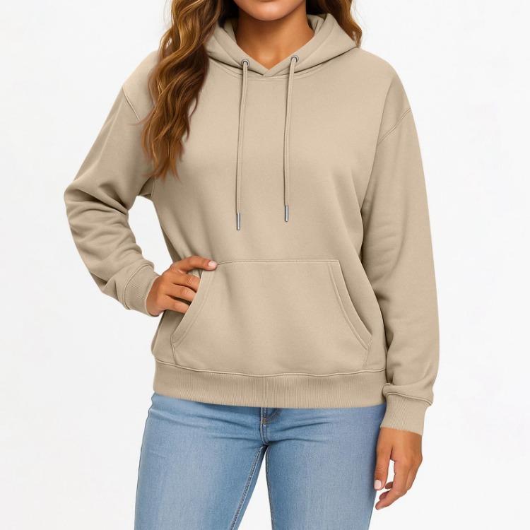 Casual Solid Color Hooded Sweatshirt with Pockets Long Sleeve Pullover Top for Women and Men Adult Fashion