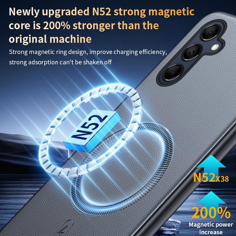 For Samsung S24 FE Case Magnetic Leather Shield Cover For Samsung S24 FE Anti-Fingerprint Non-Slip PC+TPU