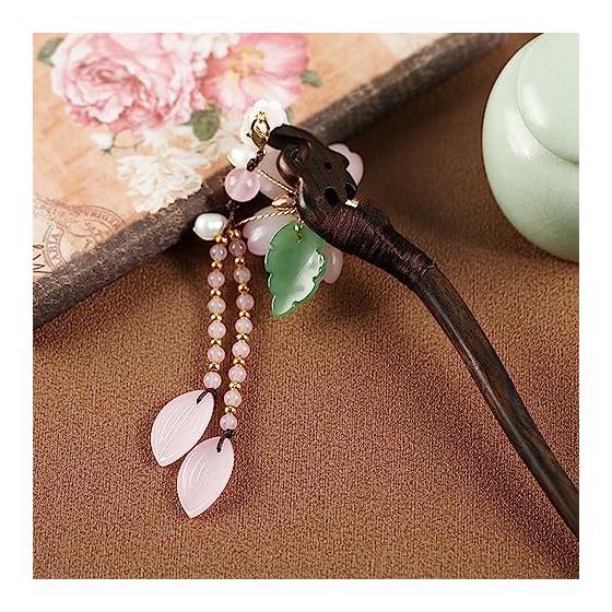 Natural Ebony Hairpin, Handmade Single-Prong Hair Stick, Simple Wooden Hair Accessory, Zodiac Rabbit, Lucky Clover, Maneki Neko, Four-Leaf Clover,