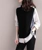 ZHENGTU Women's Striped Long Sleeve Knit Blouse, Pullover Top with Layered Design, Cute for Office or Everyday Wear (Color Shown, XL)