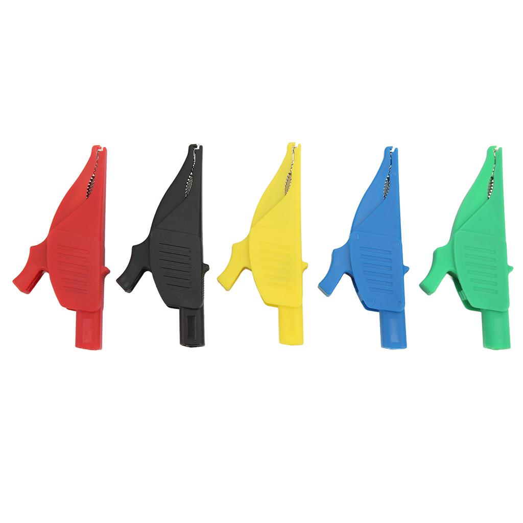 5Pcs Electric Test Clips Lightweight Safe 5 Colors Insulated Safety Multimeter Test Clips with 4mm Jack for Cars