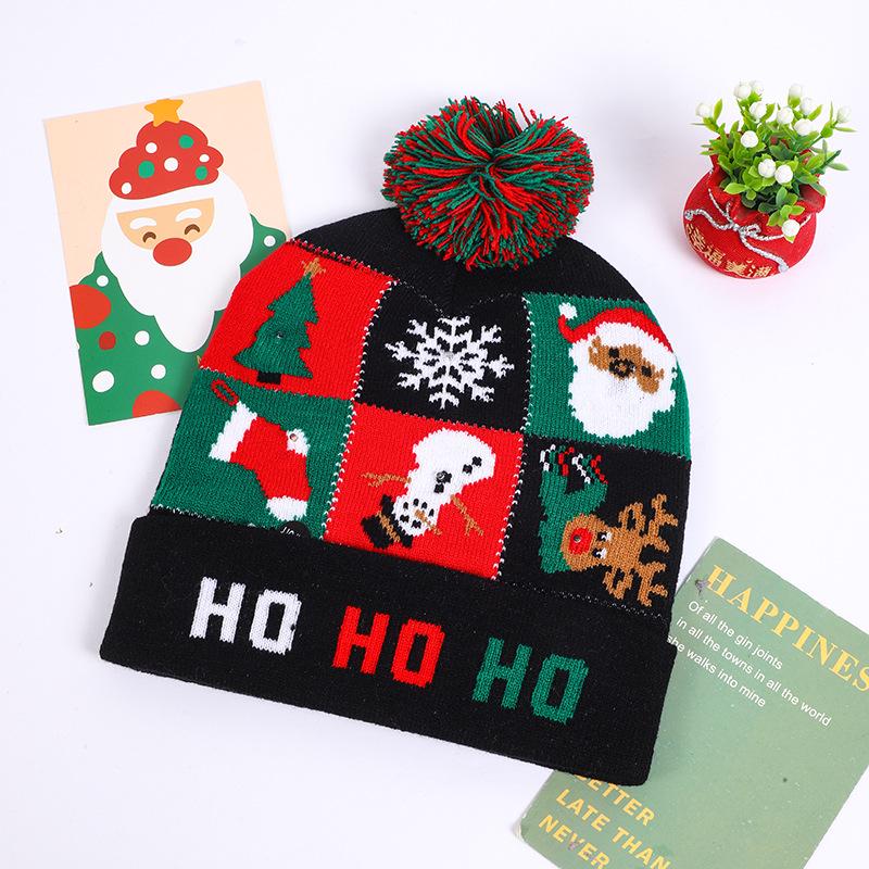 LED Light-Up Knit Christmas Hat - Colorful Winter Wool Hat for Adults & Children