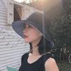 Koreansk Stripet Dobbeltsidig Bøttehatt For Kvinner Bred Skygge Anti-UV Solbeskyttelse Panama Hatt Utendørs Strand Reise Fiskehatter