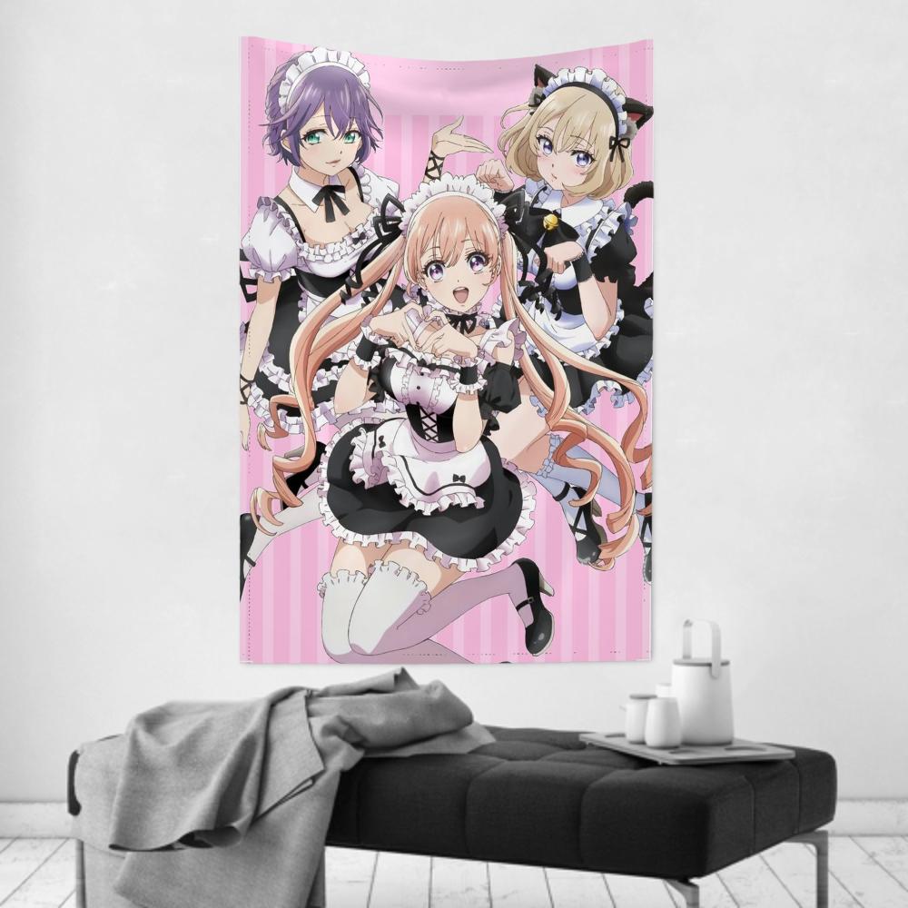 Maid Girl Cute Anime Tapestry Room Decor Wall Cloth Party Hanging Background Room Decor Baby Room