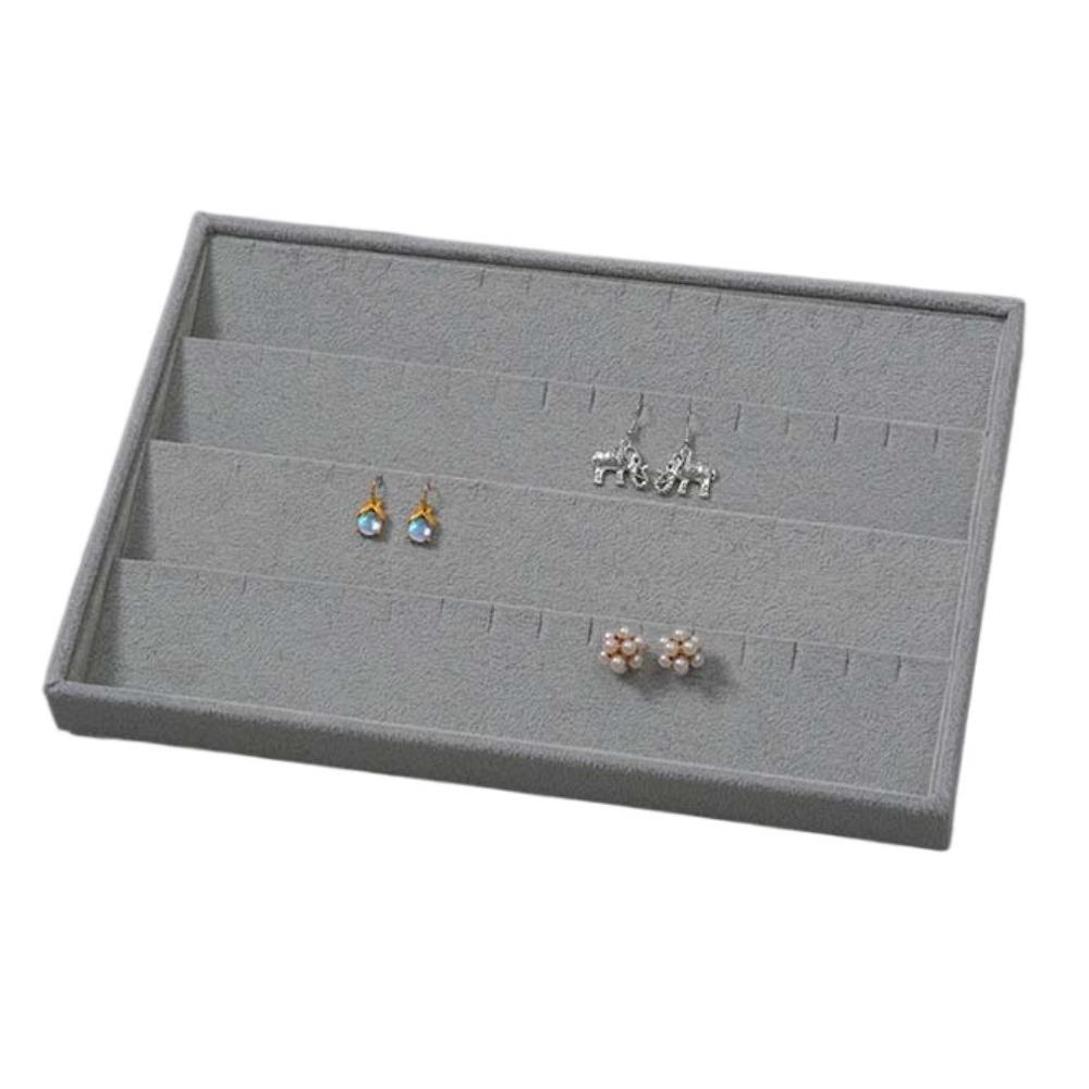 Large Capacity Velvet Jewelry Tray Wooden Rings Earrings Plate Jewelry Storage Box  Jewelry Seller