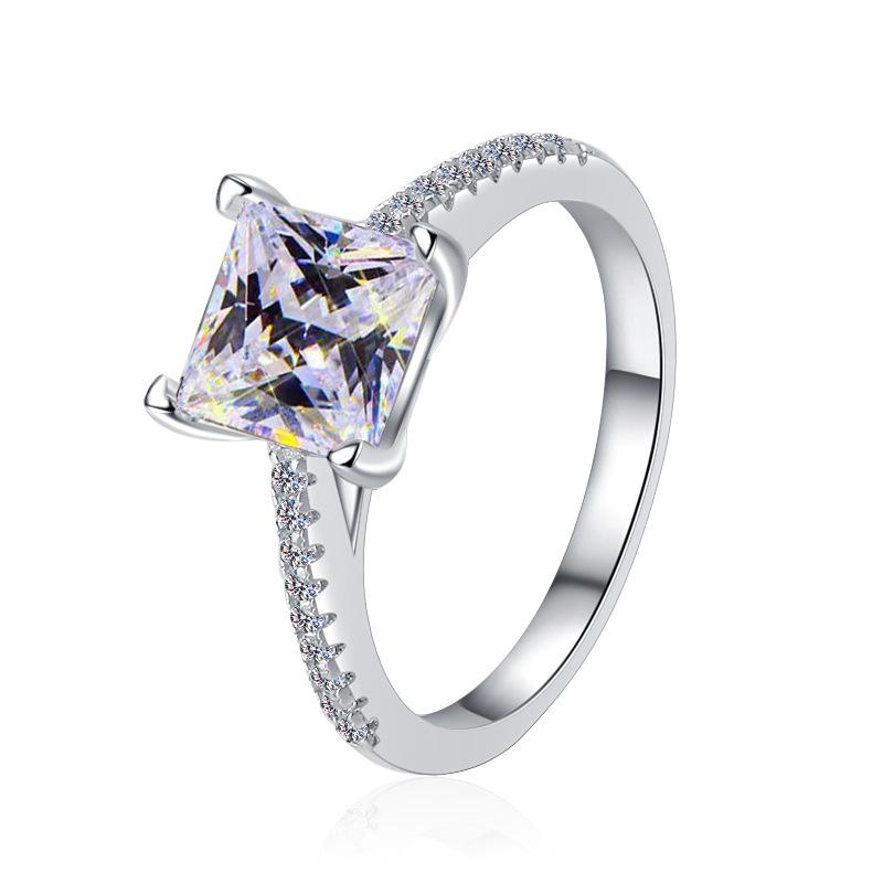 Minimalist Jewelry S925 Sterling Silver GRA Certificate Four Claw Princess Cut 2CT VVS1 Moissanite Engagement Wedding for Women