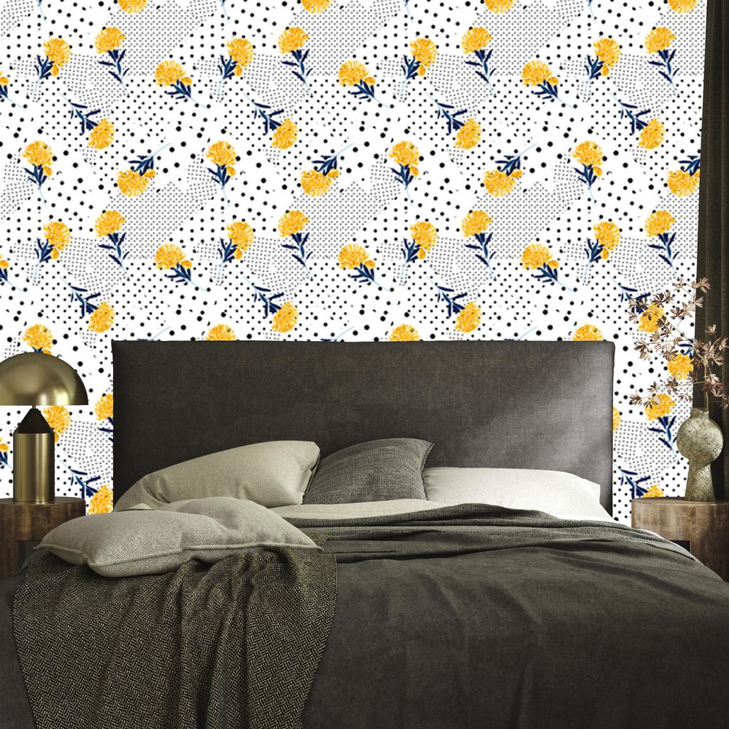 Flowers and dots wallpaper for living room and bedroom 50x1000