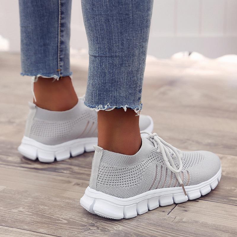 Casual Lace Up Flats Mesh Breathable Soft Sole Sneakers Women Lightweight Non-Slip Running Walking Shoes Woman Spring Shoes