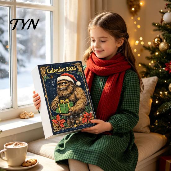 Sběratelské vánoční ozdoby Adventní kalendář, Série opic 24denní odpočítávací krabička s akrylovými přívěsky, Sváteční závěsy na stromek pro sváteční domov
