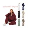2025Women Coat Pants Set Stand Collar Long Sleeve Zip-up Elastic Cuff Jacket Drawstring Stretchy High Waist Wide Leg Trousers Sport Tracksuit