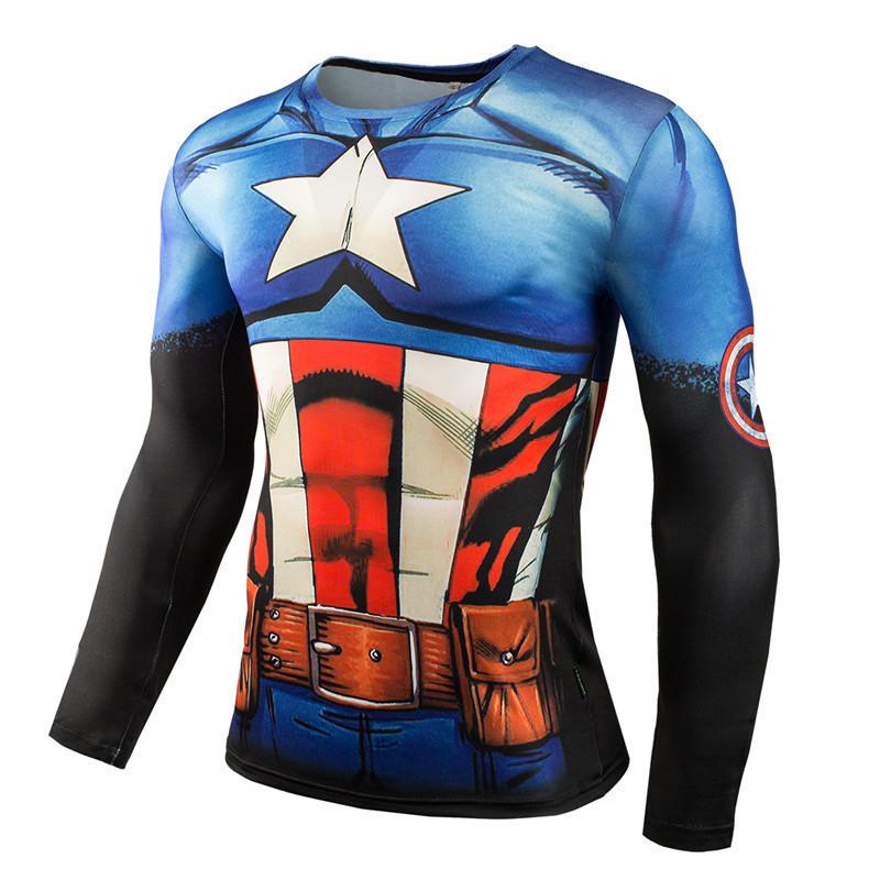 T-shirt Imprimé Numérique 3D Super-Héros Manches Longues Thème Halloween Fête Costumée Tenues de Jeu de Rôle pour Homme