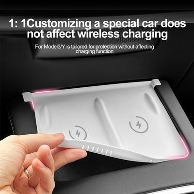 For Tesla Model 3 Y 2025 2025 2021 Silicone Wireless Charging Pad Non-Slip Mat Dust-Proof Charger Protect Cover Car Accessories