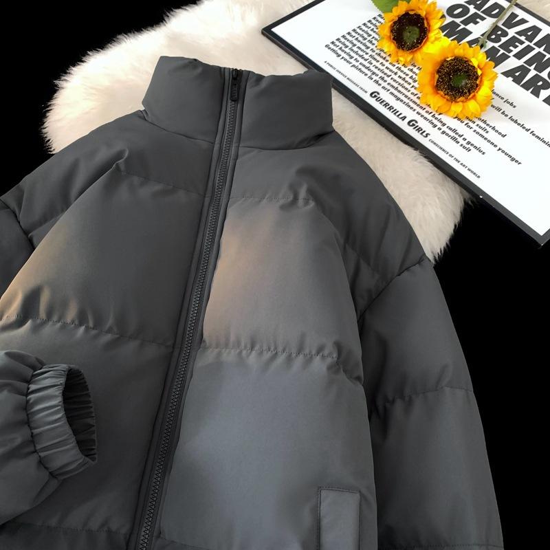 Stand-up Collar Cotton Clothing Men and Women Paragraph Winter Thickened Loose Cotton Jacket Couple Paragraph Casual Bread Clothing Cotton Jacket