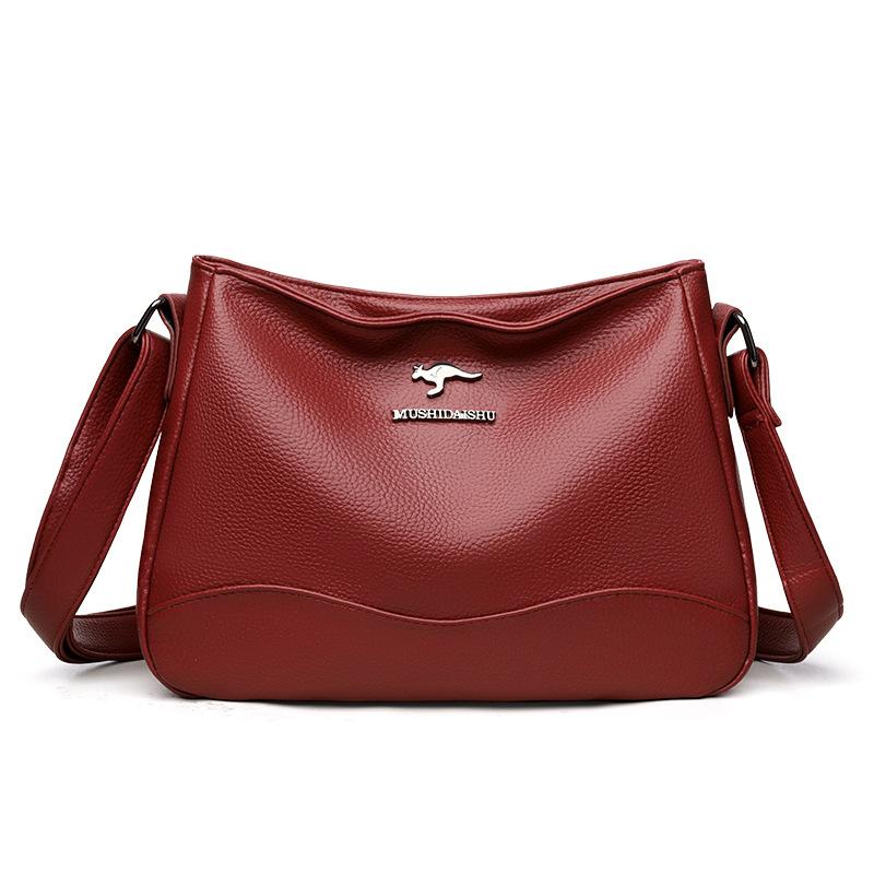 High-end soft leather women's bags, new fashionable and versatile large-capacity middle-aged mother bags, underarm bags, shoulder messenger bags.
