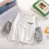Kids Pure Cotton Long Sleeve T-Shirt, Fake Two-Piece Base Shirt, Korean Casual Versatile Top For Toddler Boys Girls, Spring Autumn